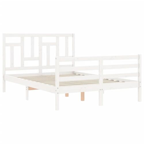 Sengeramme med sengegavl 140x190 cm massivt træ hvid