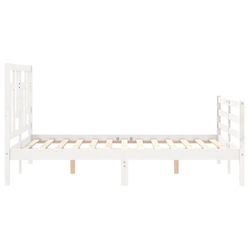 Sengeramme med sengegavl 140x190 cm massivt træ hvid