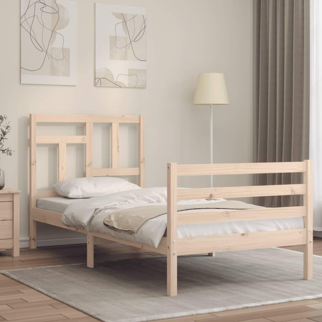 Sengeramme med sengegavl 90x200 cm massivt træ