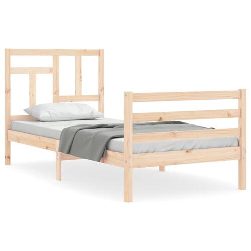 Sengeramme med sengegavl 90x200 cm massivt træ