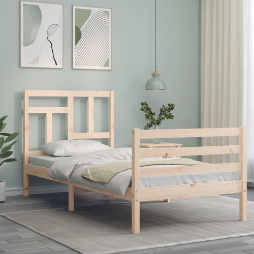 Sengeramme med sengegavl 90x200 cm massivt træ