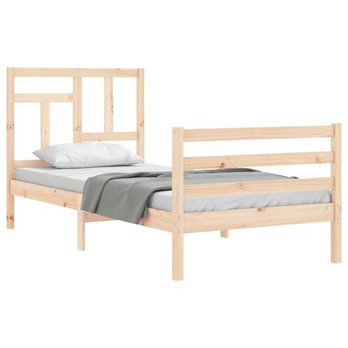 Sengeramme med sengegavl 90x200 cm massivt træ