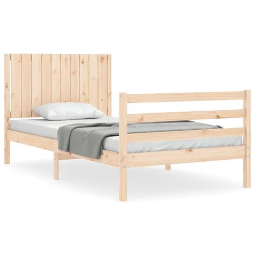 Sengeramme med sengegavl 100x200 cm massivt træ