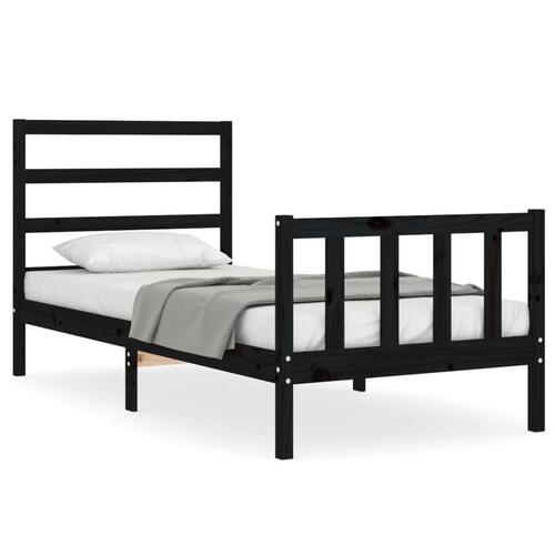 Sengeramme med sengegavl 100x200 cm massivt træ sort