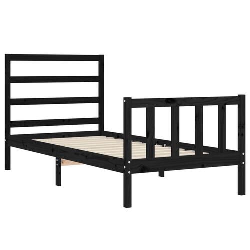 Sengeramme med sengegavl 100x200 cm massivt træ sort