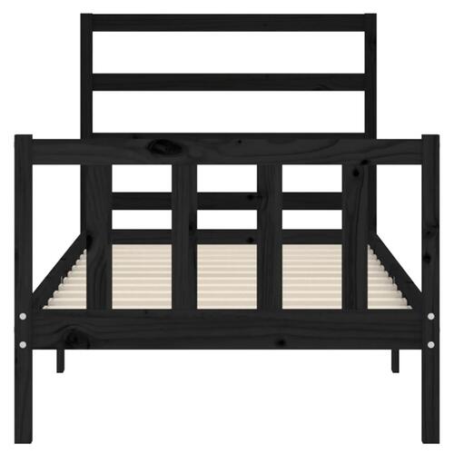 Sengeramme med sengegavl 100x200 cm massivt træ sort