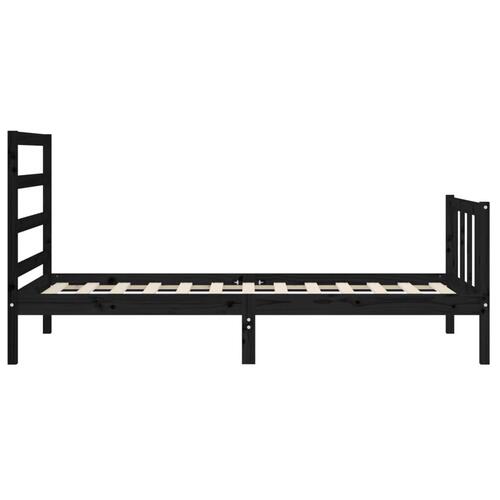Sengeramme med sengegavl 100x200 cm massivt træ sort