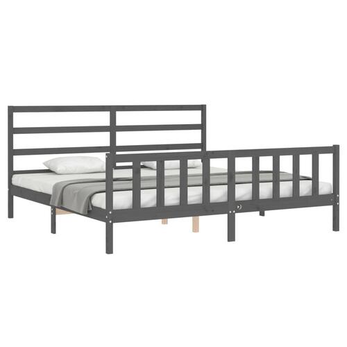 Sengeramme med sengegavl 180x200 cm massivt træ grå