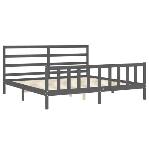 Sengeramme med sengegavl 180x200 cm massivt træ grå