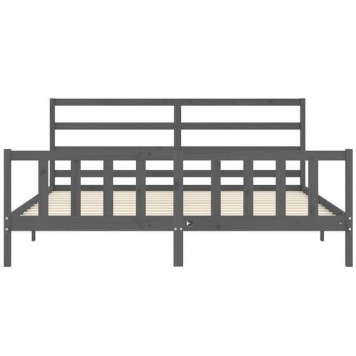 Sengeramme med sengegavl 180x200 cm massivt træ grå
