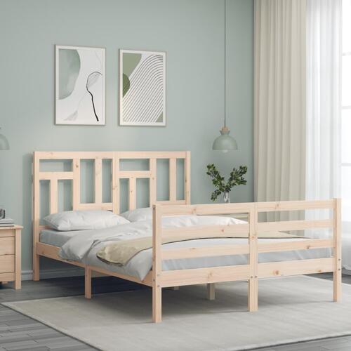 Sengeramme med sengegavl 140x200 cm massivt træ hvid