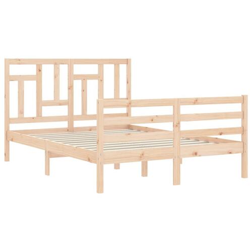 Sengeramme med sengegavl 140x200 cm massivt træ hvid
