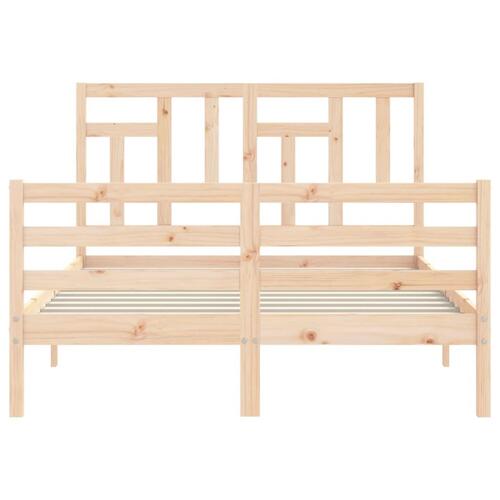 Sengeramme med sengegavl 140x200 cm massivt træ hvid