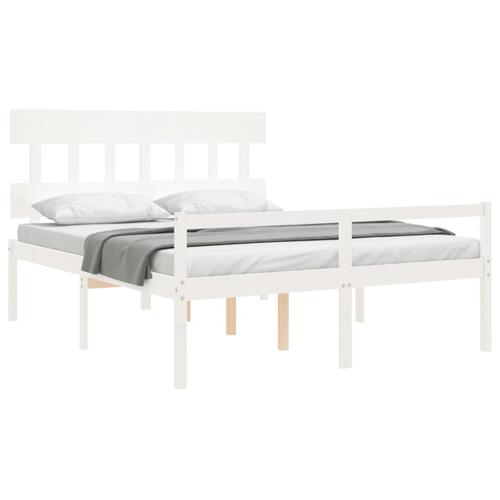 Seniorseng med sengegavl 160x200 cm massivt træ hvid