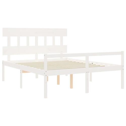 Seniorseng med sengegavl 160x200 cm massivt træ hvid