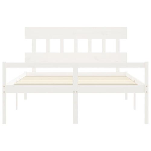 Seniorseng med sengegavl 160x200 cm massivt træ hvid
