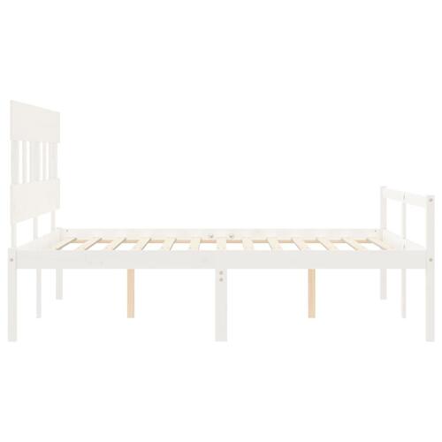 Seniorseng med sengegavl 160x200 cm massivt træ hvid