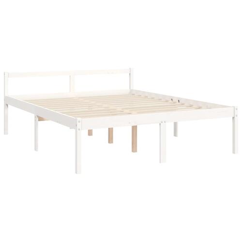 Seniorseng med sengegavl 160x200 cm massivt træ hvid