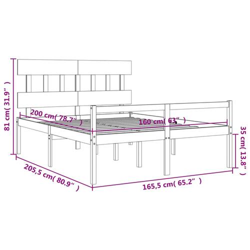 Seniorseng med sengegavl 160x200 cm massivt træ hvid