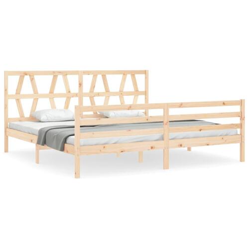 Sengeramme med sengegavl 200x200 cm massivt træ