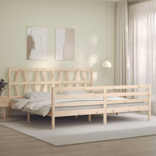 Sengeramme med sengegavl 200x200 cm massivt træ