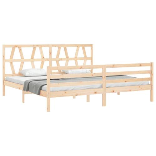 Sengeramme med sengegavl 200x200 cm massivt træ