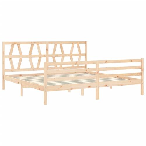 Sengeramme med sengegavl 200x200 cm massivt træ