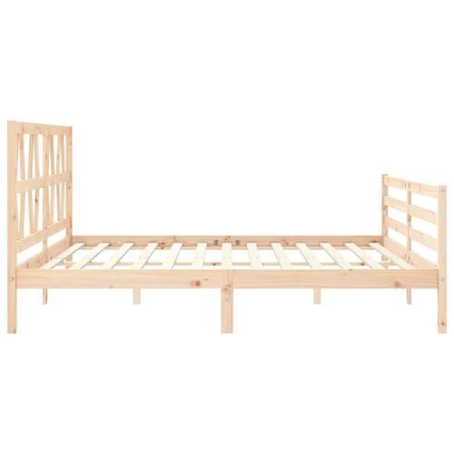 Sengeramme med sengegavl 200x200 cm massivt træ