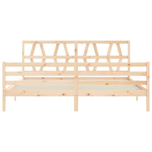 Sengeramme med sengegavl 200x200 cm massivt træ
