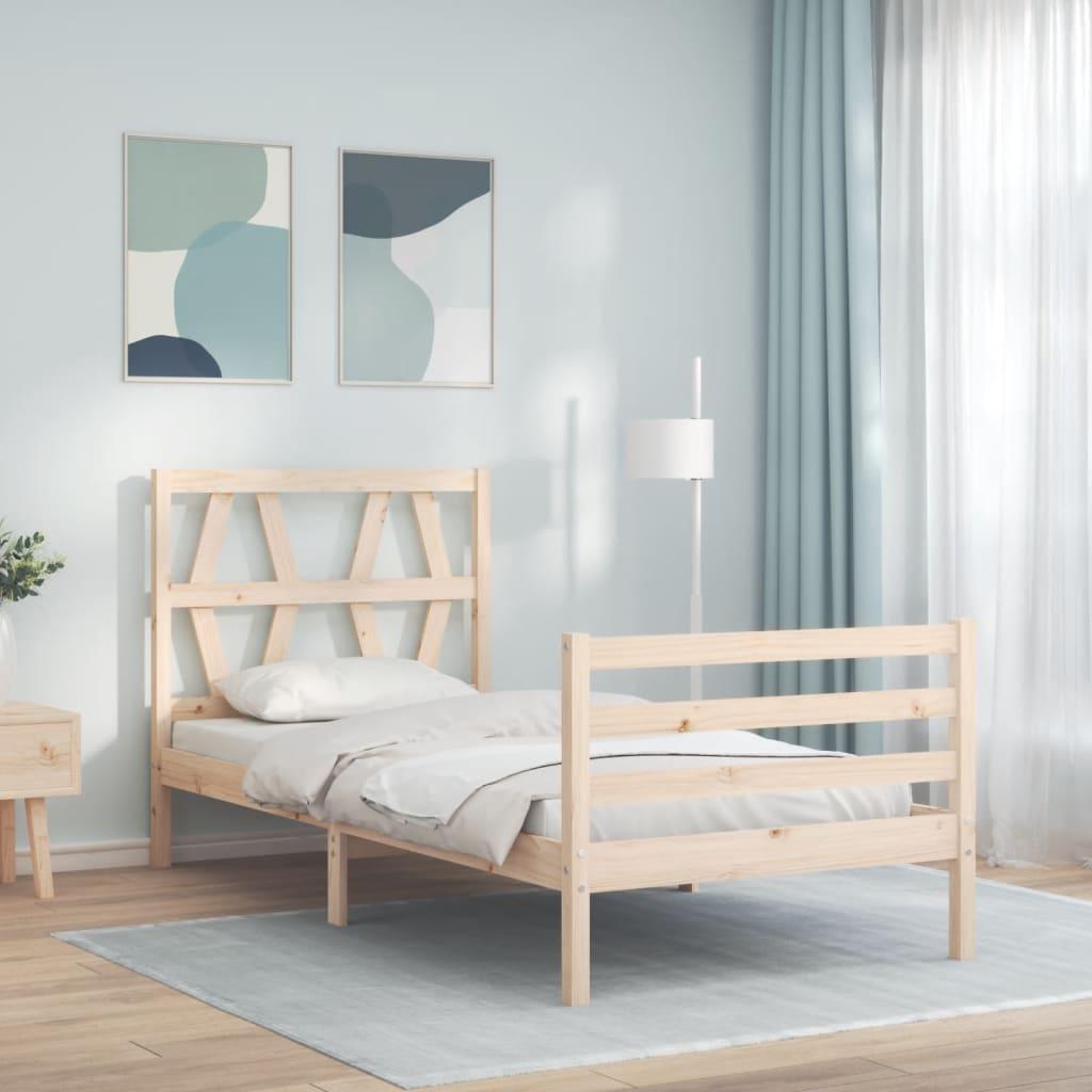 Sengeramme med sengegavl 100x200 cm massivt træ