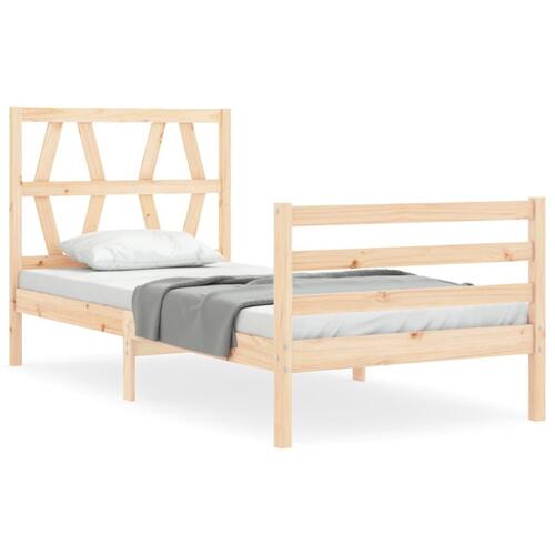 Sengeramme med sengegavl 100x200 cm massivt træ