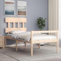 Seniorseng med sengegavl 90x200 cm massivt træ