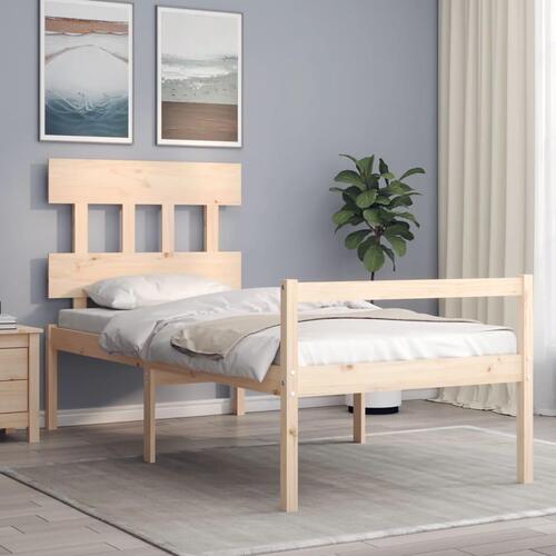 Seniorseng med sengegavl 90x200 cm massivt træ