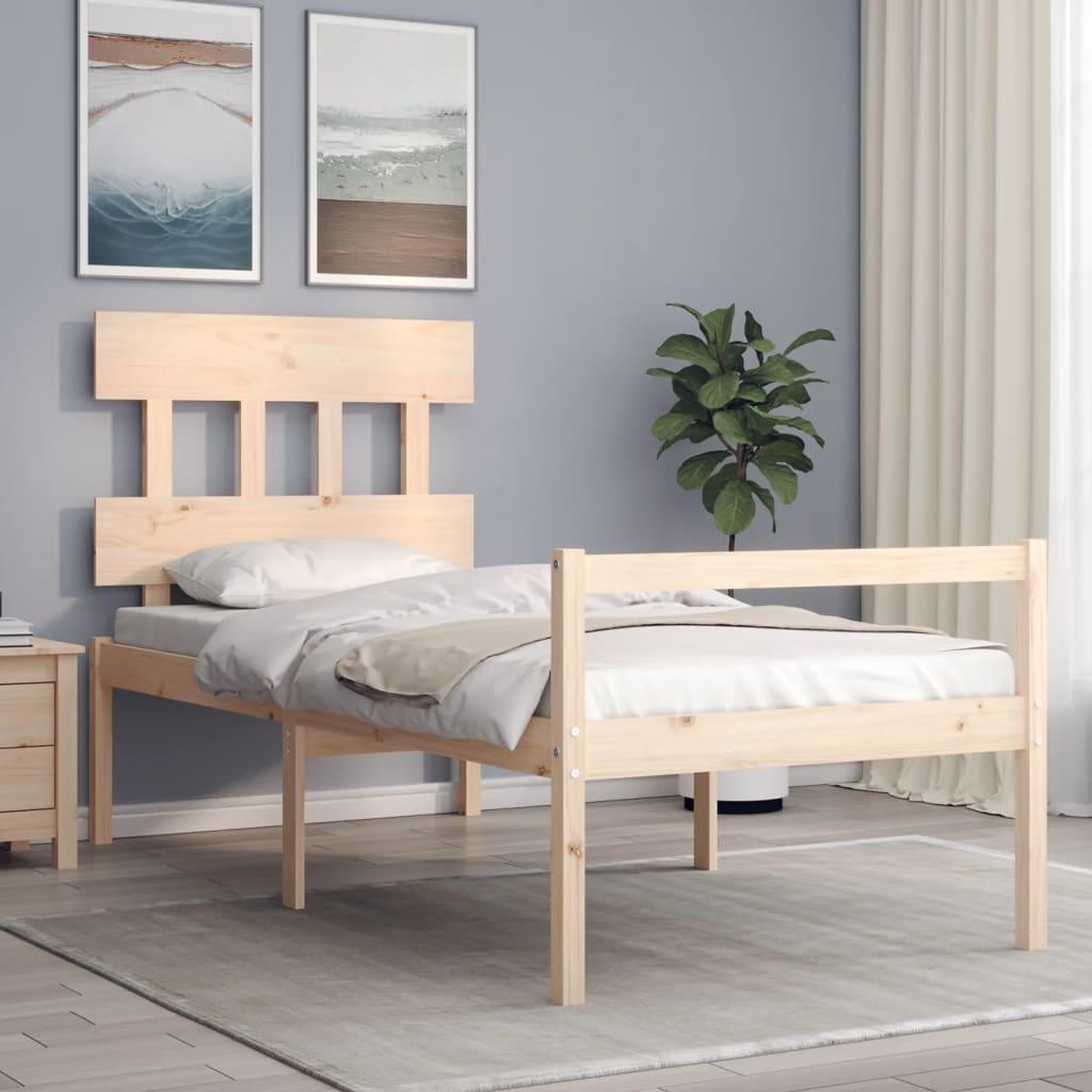 Seniorseng med sengegavl 90x200 cm massivt træ