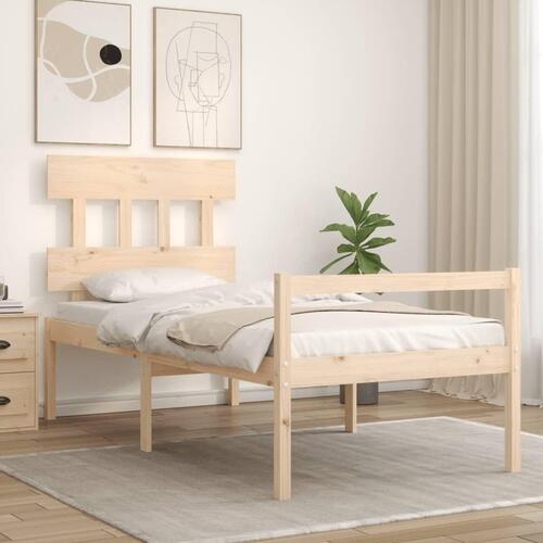 Seniorseng med sengegavl 90x200 cm massivt træ