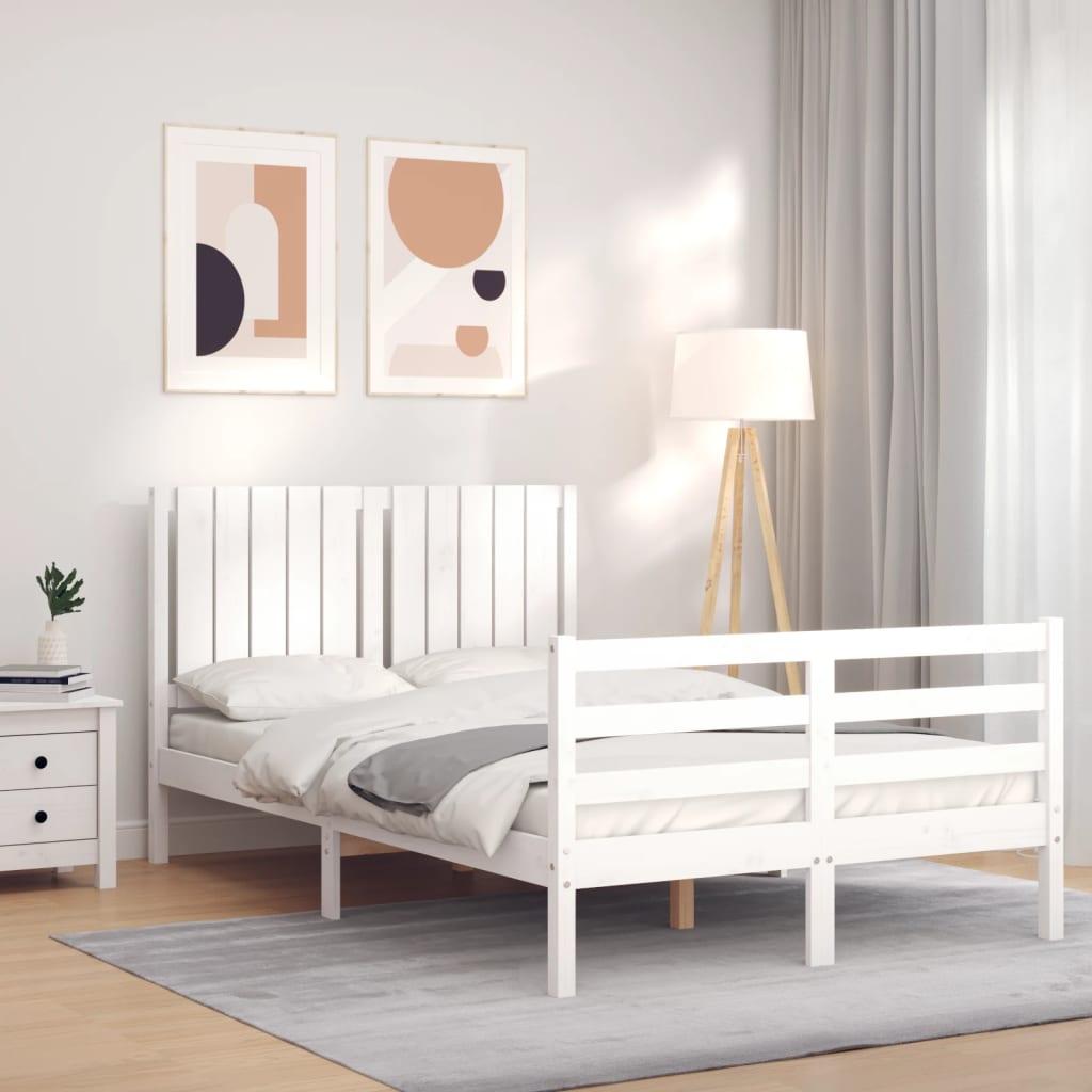 Sengeramme med sengegavl 120x200 cm massivt træ hvid