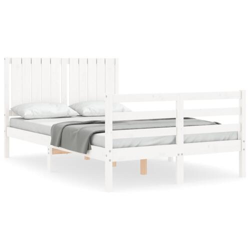 Sengeramme med sengegavl 120x200 cm massivt træ hvid