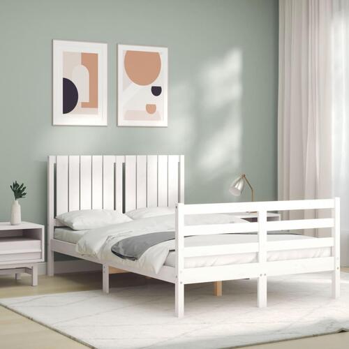 Sengeramme med sengegavl 120x200 cm massivt træ hvid