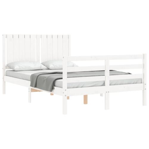 Sengeramme med sengegavl 120x200 cm massivt træ hvid