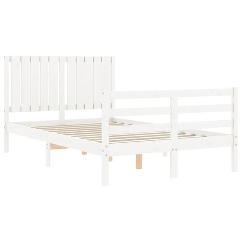 Sengeramme med sengegavl 120x200 cm massivt træ hvid