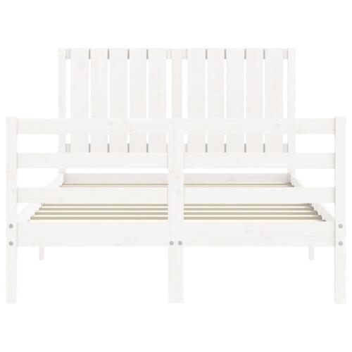 Sengeramme med sengegavl 120x200 cm massivt træ hvid