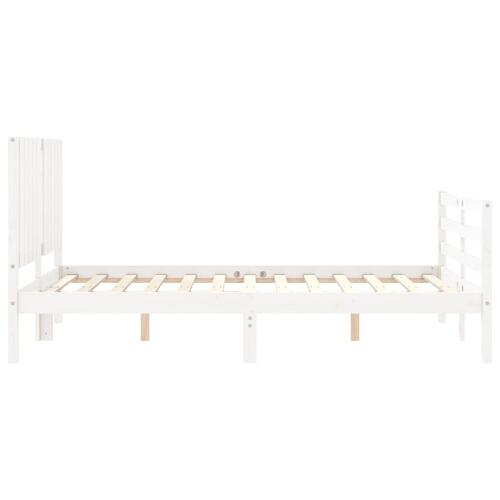 Sengeramme med sengegavl 120x200 cm massivt træ hvid