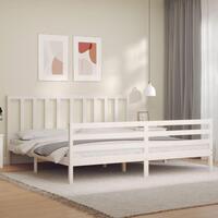 Sengeramme uden madras 200x200 cm massivt fyrretræ hvid