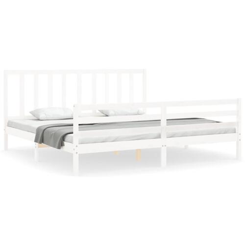 Sengeramme uden madras 200x200 cm massivt fyrretræ hvid