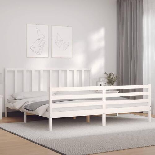 Sengeramme uden madras 200x200 cm massivt fyrretræ hvid