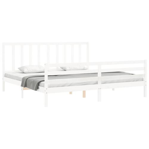 Sengeramme uden madras 200x200 cm massivt fyrretræ hvid