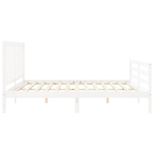 Sengeramme uden madras 200x200 cm massivt fyrretræ hvid