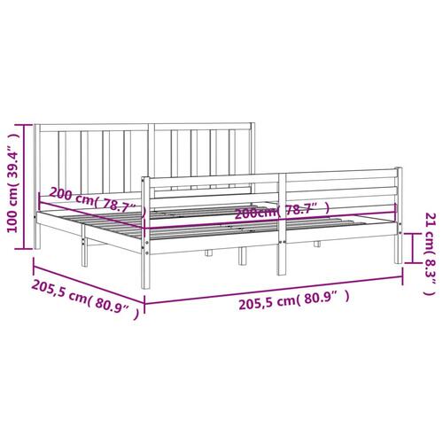 Sengeramme uden madras 200x200 cm massivt fyrretræ hvid