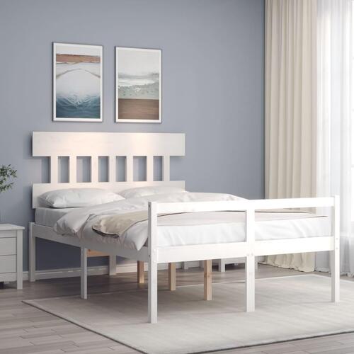 Seniorseng med sengegavl 140x200 cm massivt træ hvid