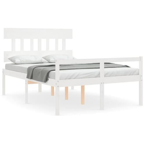 Seniorseng med sengegavl 140x200 cm massivt træ hvid